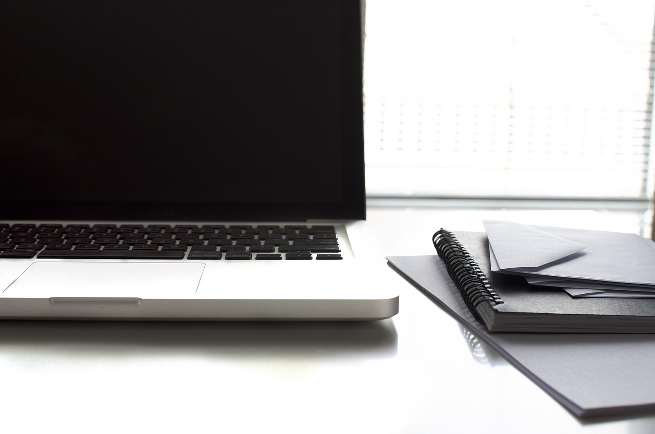 busy, home, desk, paper, laptop, view, computer, above, top, workspace, white, table, business, offi